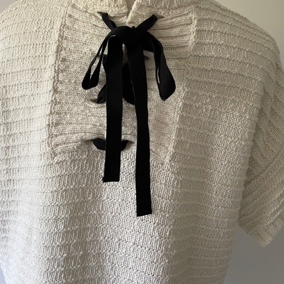 Madewell Knit Lace-back Short Sleeve Sweater ~ MEDIUM - Picture 5 of 9